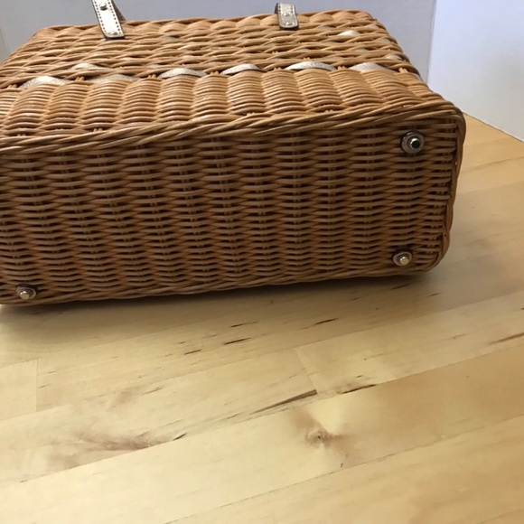 Kate Spade Wicker & Gold Leather Square Basket Bag - Picture 4 of 7